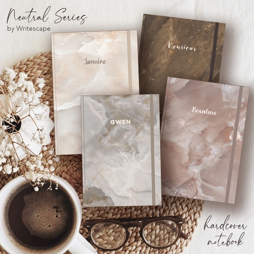 

NEUTRAL SERIES HARDCOVER NOTEBOOK Marble Aesthetic buku tulis a5/b5 plain grid dotted sekolah bujo