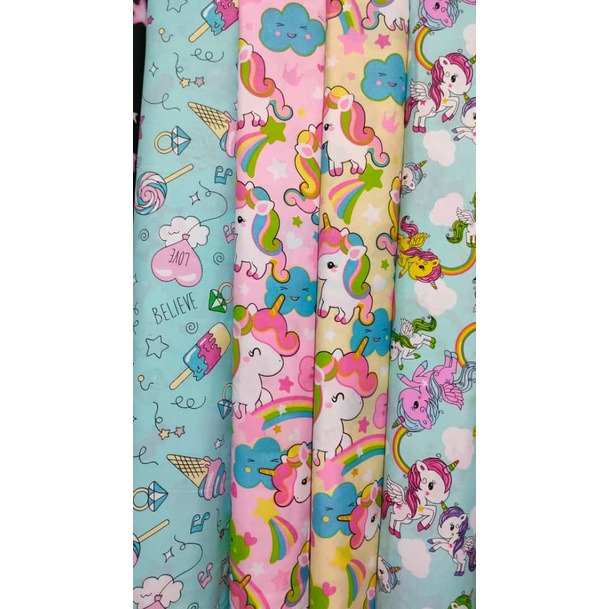 Kain Bahan Sprai Sprei Korden Piyama - Katun Dispers Motif Karakter Kartun Anak