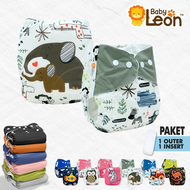 BABY LEON Clodi Popok Cuci Ulang Motif + FREE INSERT Cloth diaper Popok Kain Cuci Ulang Bayi Celana Popok Insert Cloth Diapers Daya Serap Tinggi