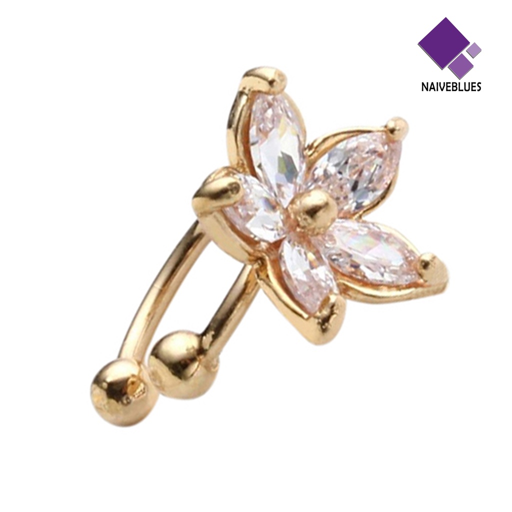 1pc Anting Ear Cuff Bentuk U Desain Bunga Bahan Alloy Tidak Pudar Untuk Pesta