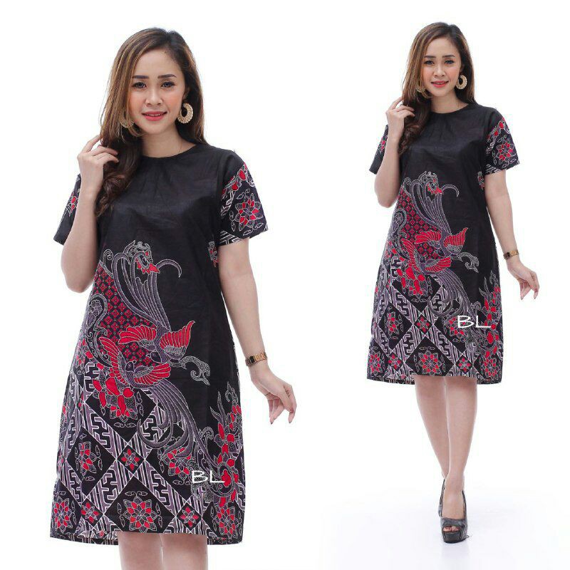 dress batik modern wanita flare murah grosir lace brukat jumbo YUMNA COUPLE Madu seno