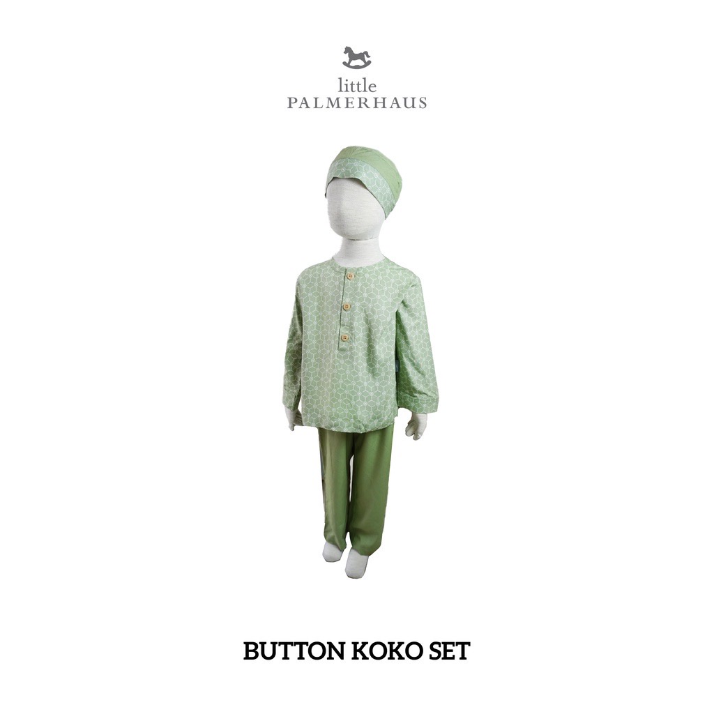 Little Palmerhaus Muslim Baju BUTTON KOKO Set + Peci Anak Laki / Setelan KOKO Anak Laki Raya Collection