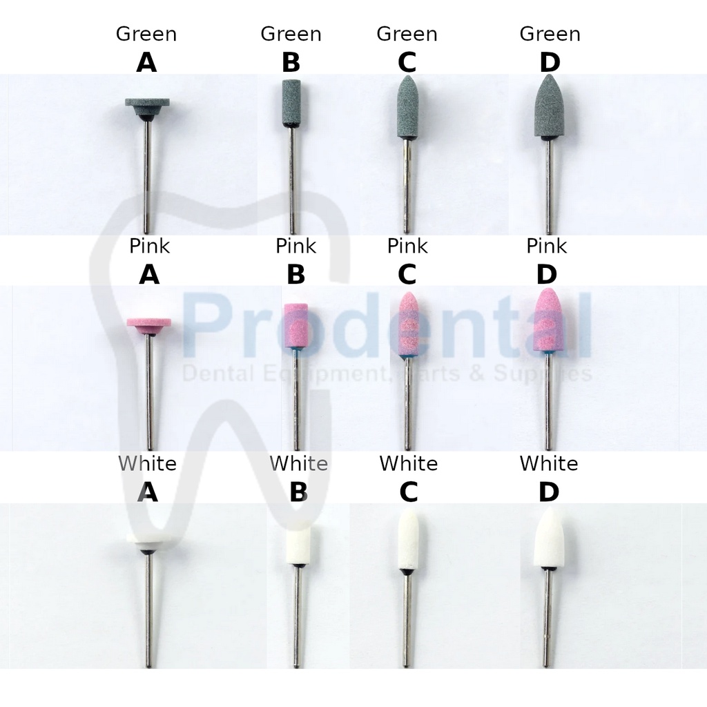 Dental stone bur putih pink hijau white pink green bur stone mata bur poles gigi