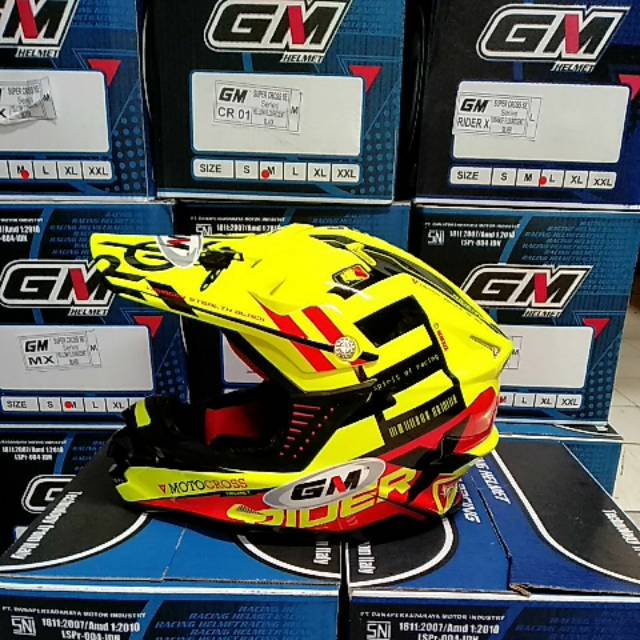 Helm GM SUPER CROSS SE RIDER X YELLOW FLOURECEN RED
