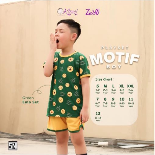 Kazel x Zebe PLAYSET BOY Motif 1 - 5 Tahun Pakaian Bayi Pakaian Anak Kekinian (1 Stel)