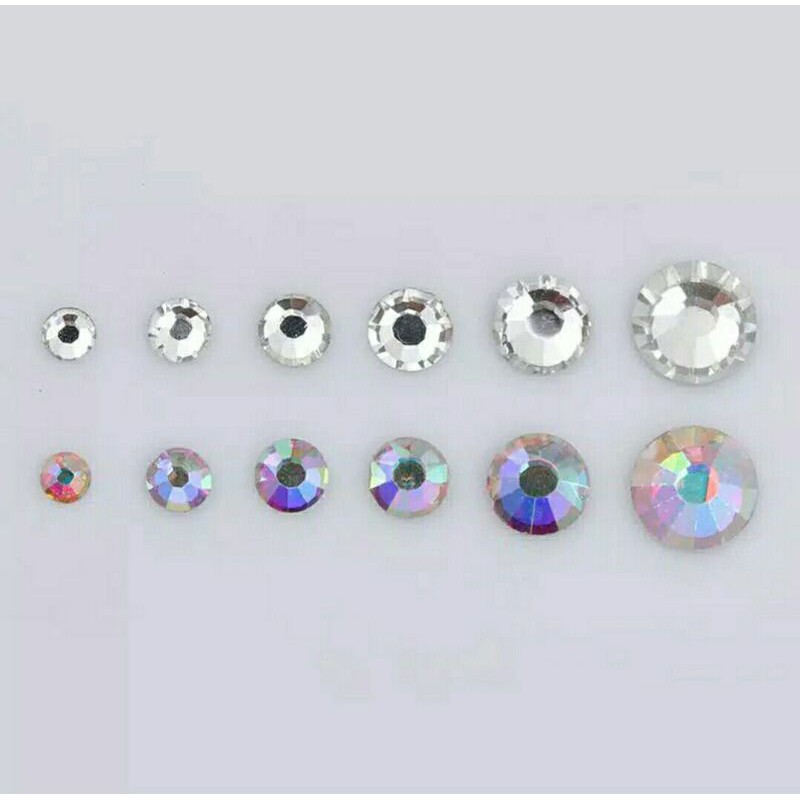 1 Kotak berlian imitasi 3D berbagai ukuran untuk Nail Arts/rhinestone/manik-manik/halfpearl pelangi clear white