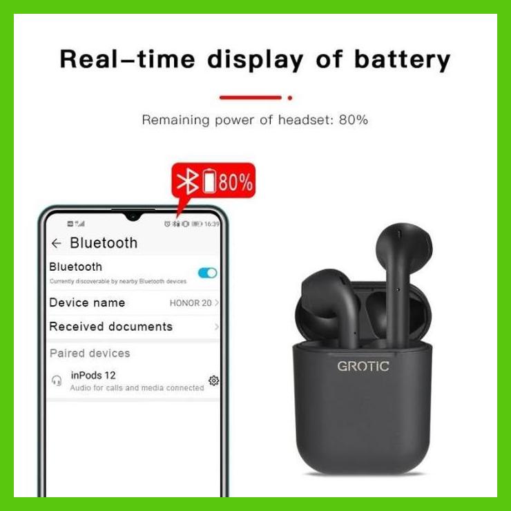 Jual GROTIC HEADSET BLUETOOTH INPODS 12 TWS MACARON EARPHONE TRUE