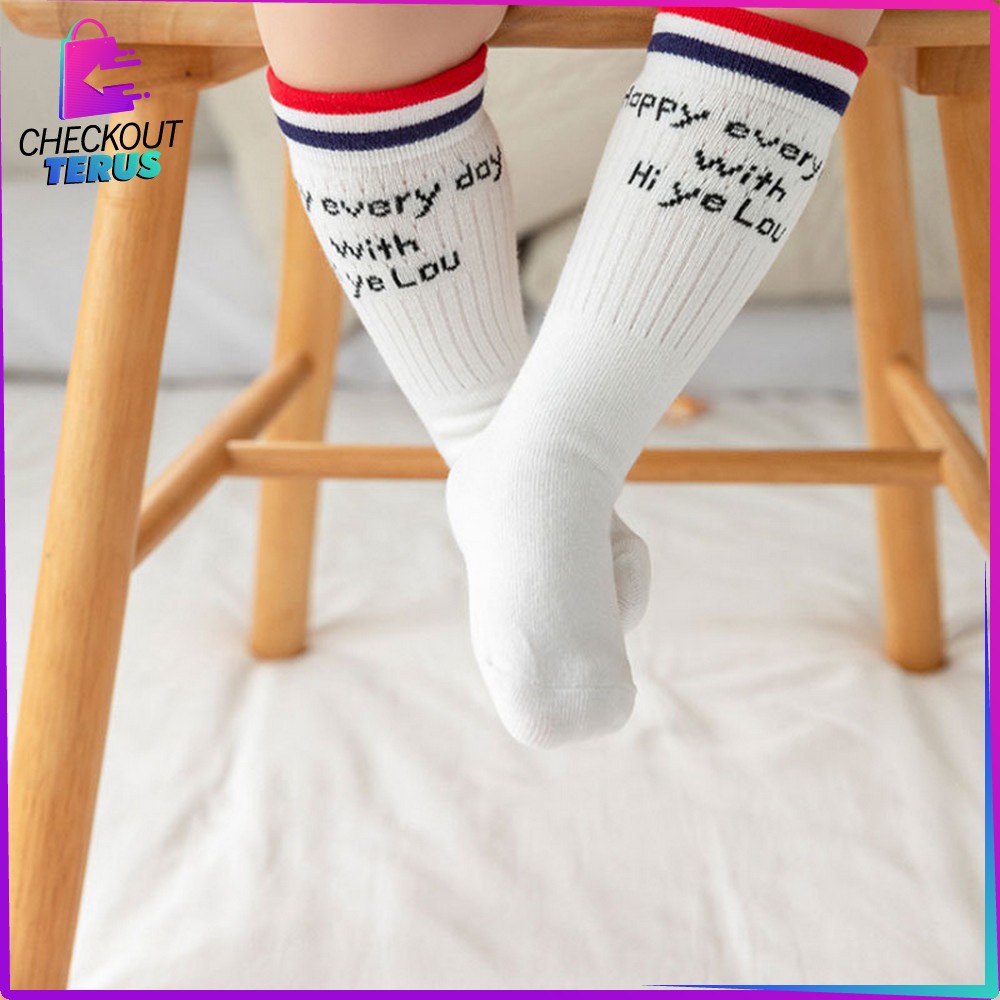 CT P209 Kaos Kaki Panjang Bayi Motif Garis Anak Perempuan dan Laki Laki Kaus Kaki Bayi Anti Slip Baby Long Tube Socks Kids