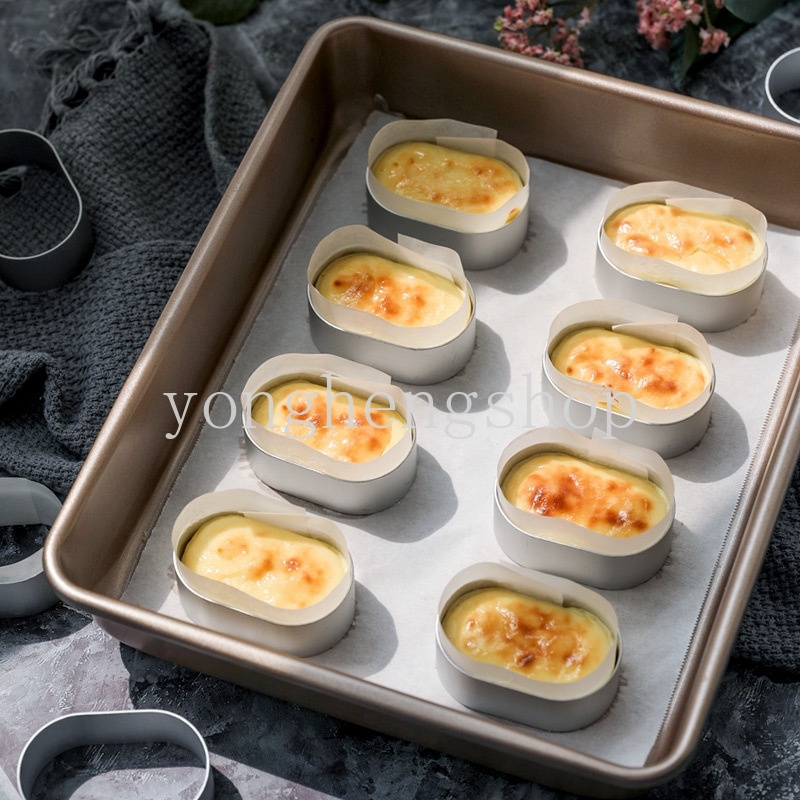 10 / 100 Pcs Cetakan Kue Bentuk Oval Bahan Stainless Steel