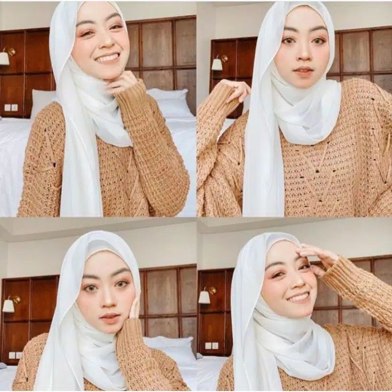 PASHMINA JAHIT PINGGIR/HIJAB PASHMINA/JILBAB PASHMINA(175cmx70cm)PASHMINA POLOS PUTIH TULANG ORIGINA