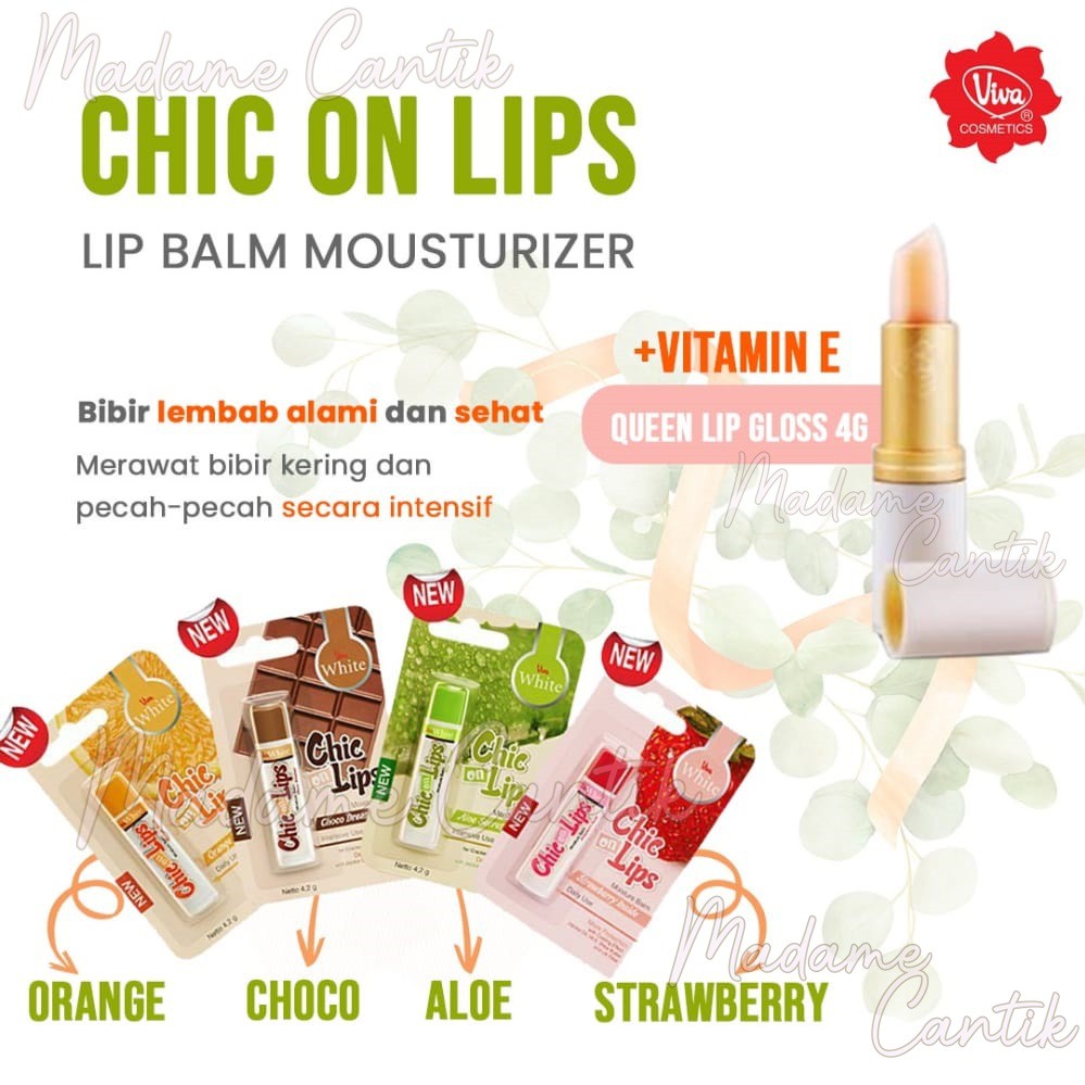 ✿ MADAME ✿ VIVA CHIC ON LIPS LIP BALM MOUSTURIZER QUEEN LIPGLOSS ORIGINAL