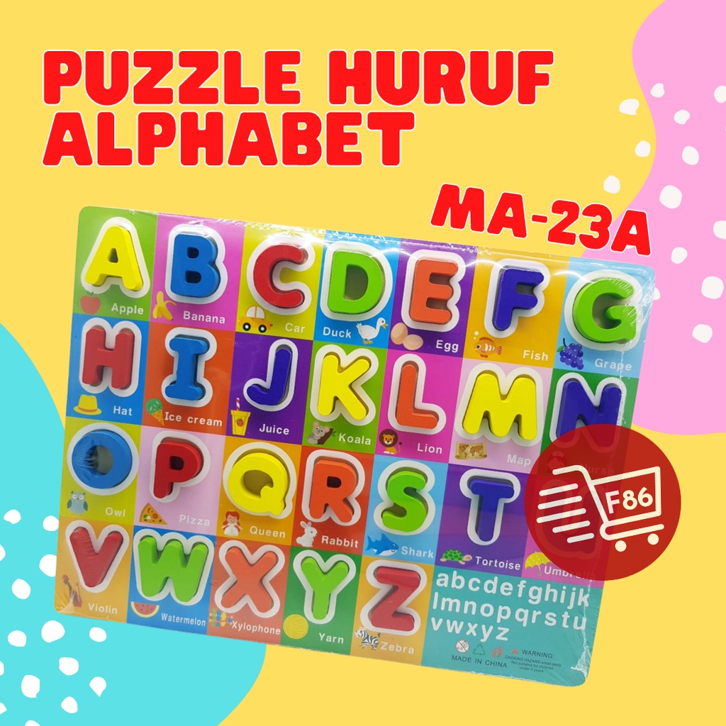 Puzzle ABC And Number Murah Chunky Puzzle Anak / Puzzle Kayu Jigsaw 3D /  Mainan Edukasi Anak Kayu Puzzle Timbul