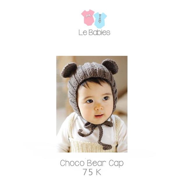 Bear cap in white choco black red ivory