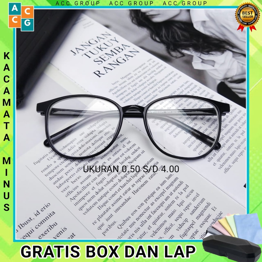 Kacamata Minus Rabun Jauh Ukuran 0.50 s/d 4.00 Gratis Box dan Lap