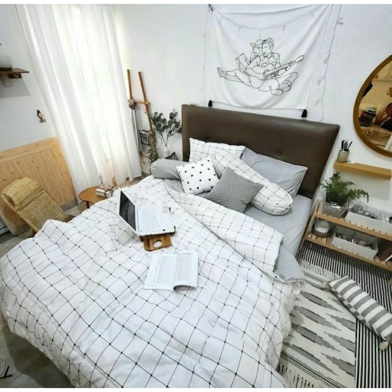 Seprai Sprei KATUN Monokrom Minimalis Aesthetic  Garis 