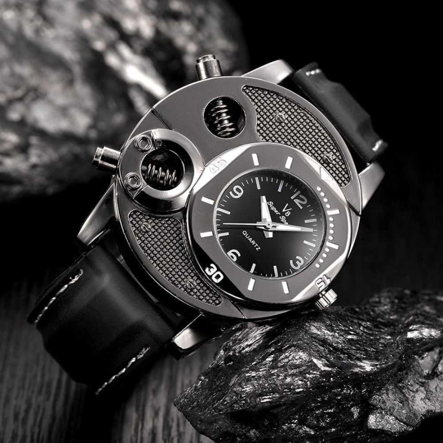 Super Speed Jam Tangan Analog Luxury Quartz - V8 - Black