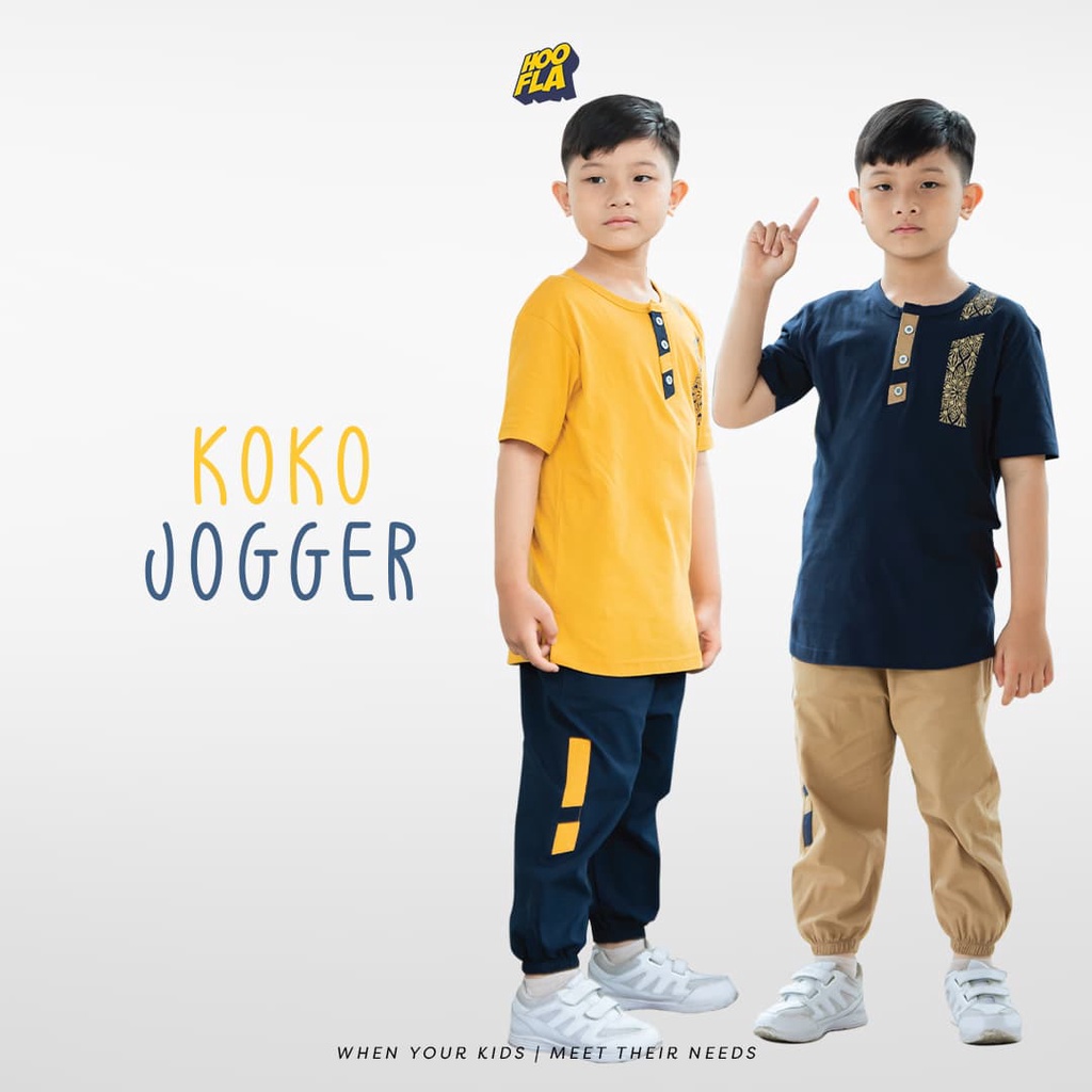 Setelan Baju Koko Celana Jogger Furqon KOJO Hoofla Kids Anak Laki