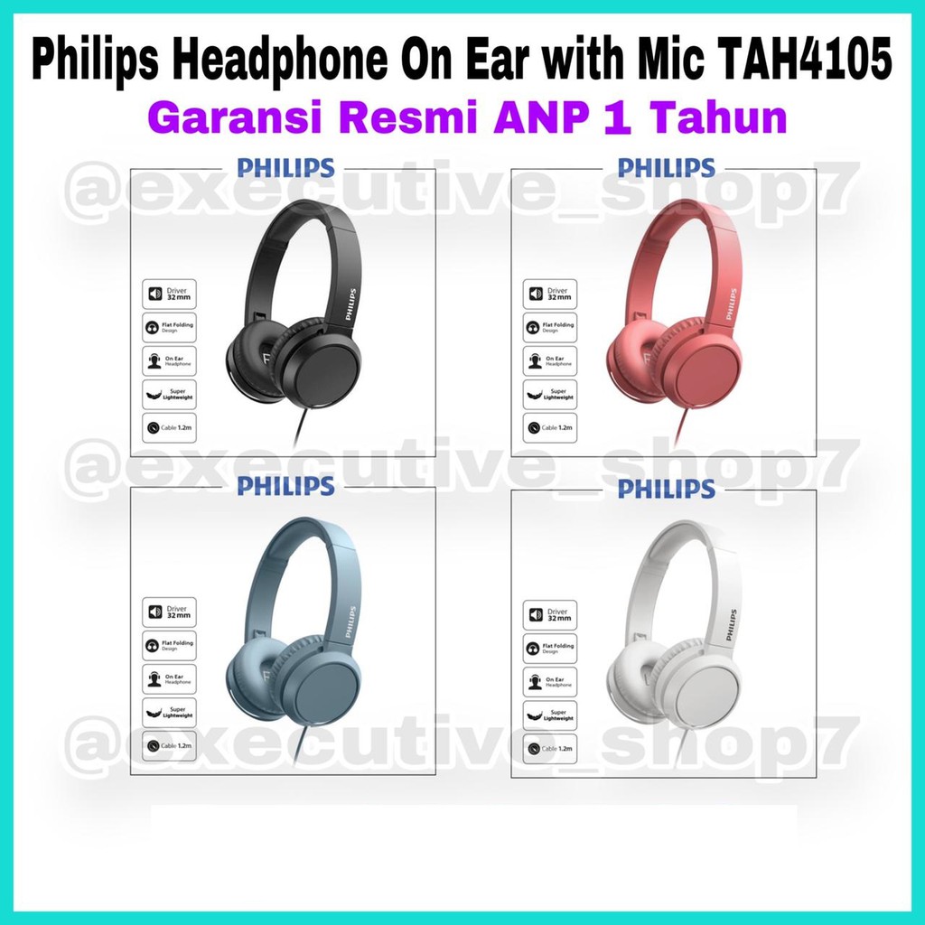 Philips Headphone On Ear with Mic TAH4105 - Garansi Resmi ANP 1 Tahun