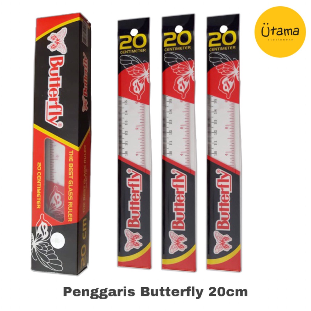 

Penggaris Butterfly 20cm/Ruler 20 cm/Bening/Transparan (Grosir 12pc @1.700)