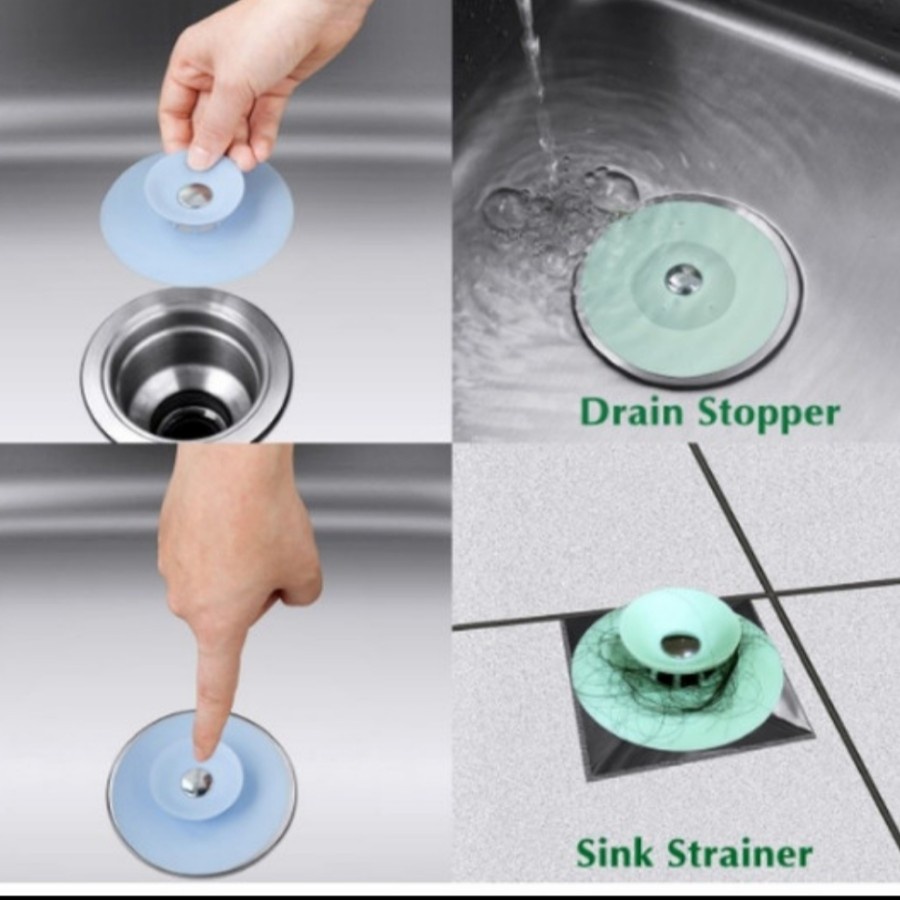 Saringan Penutup Wastafel 2in1 Tutup Saluran Lubang Air Drain Stopper