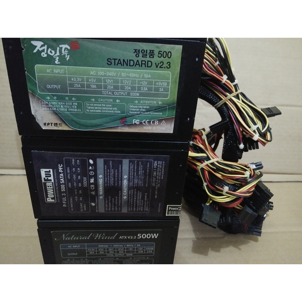 Power Supply Pure PSU 500W Real Brand Korea. 4-pin 8-pin CPU. 1x-2x 6-pin 2x 8-pin VGA for Komputer 