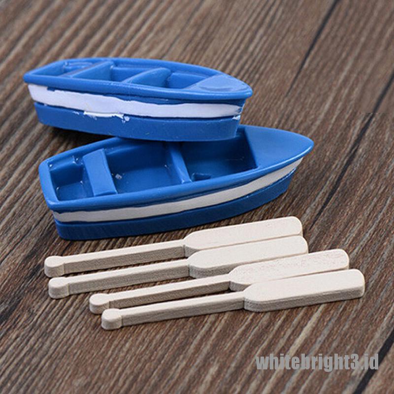 (white3) 1 Set Miniatur Perahu Untuk Dekorasi Taman Peri