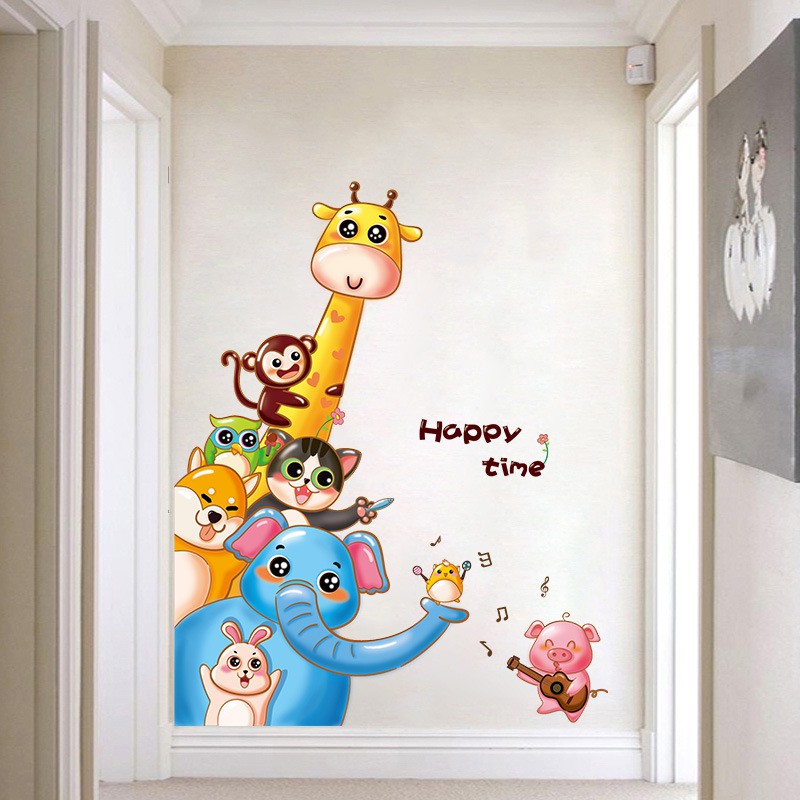 RELIZA Wall Sticker Animal Kid Zoo Happy Time Stiker Dinding LDR9306