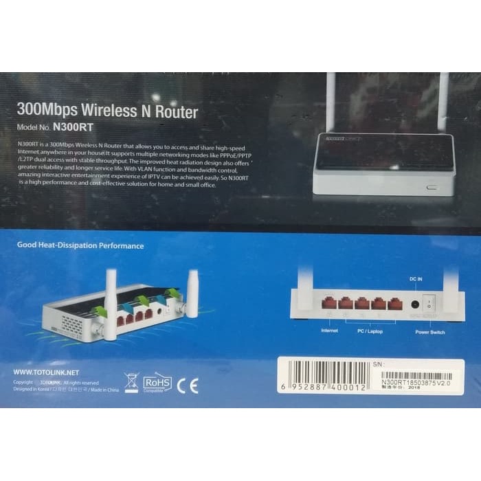 Totolink N300RT Wireless N Router 300 Mbps High Speed