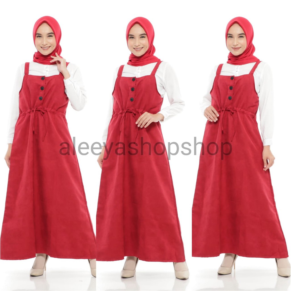 Kora Overall Bahan Suede WARNA MAROON