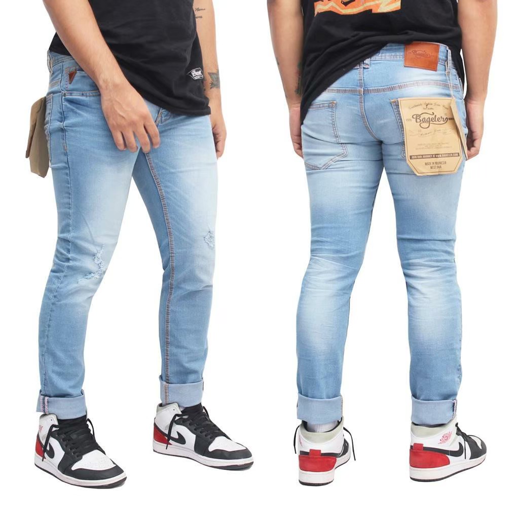 Celana Jeans Panjang Pria Sobek Original SM BAGELER