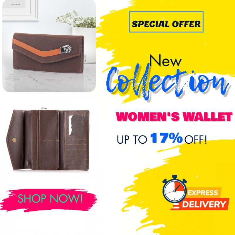 Dompet Panjang Lipat Wanita Dompet Casual Dompet Kartu Atm