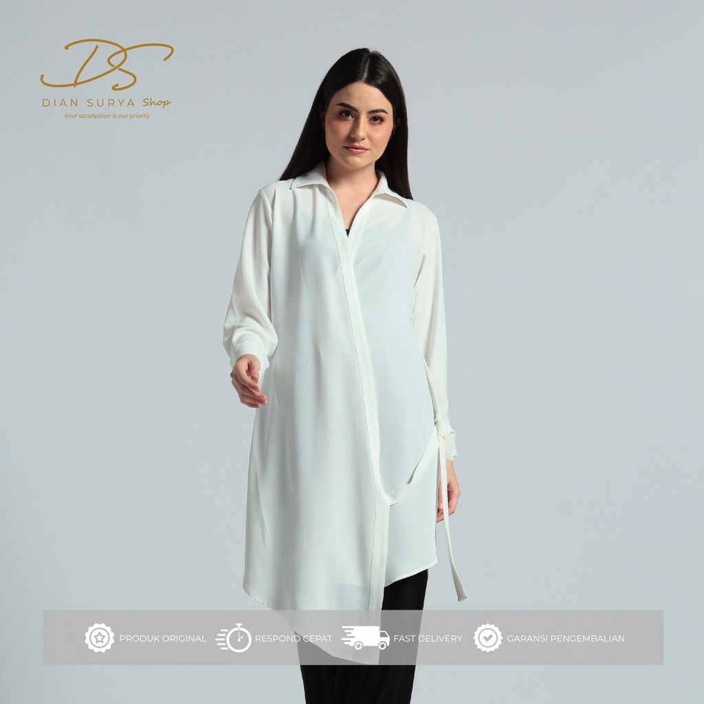 DS Shop - Freya Short Dress White | Dress wanita dress korea atasan baju tunik premium quality | Kim