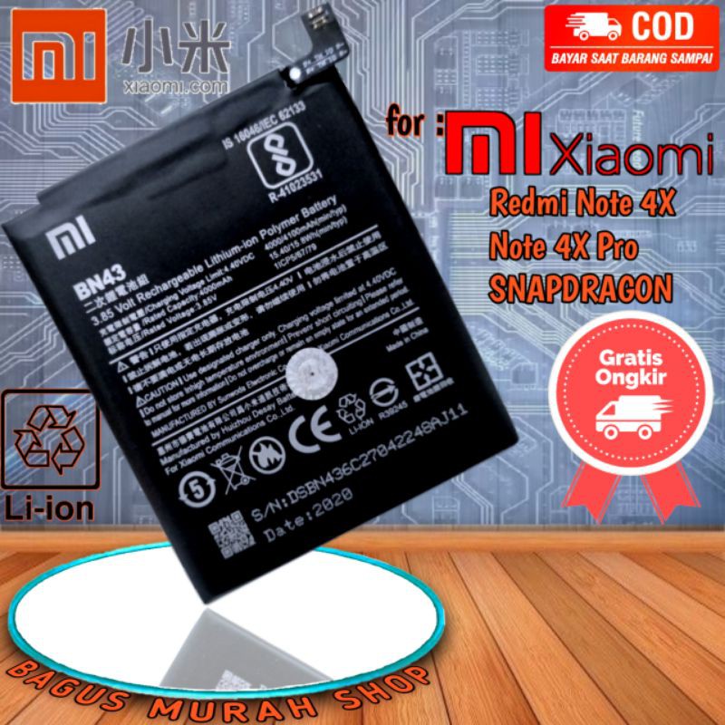 BATTERY Batre BATERAI BN43 BN-43  REDMI NOTE 4X SNAPDRAGON BN 43 Note 4x Note 4X pro ORIGINAL