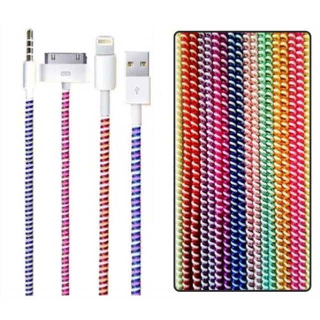 1 PCS Pelindung Kabel 2 Warna Cord Protector Cable Data Charger Handsfree Spiral Lilitan Gulung