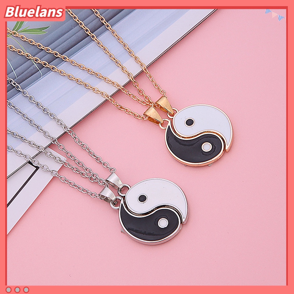 2pcs Kalung Pasangan Desain Tai Chi Gaya Tradisional Untuk Hadiah