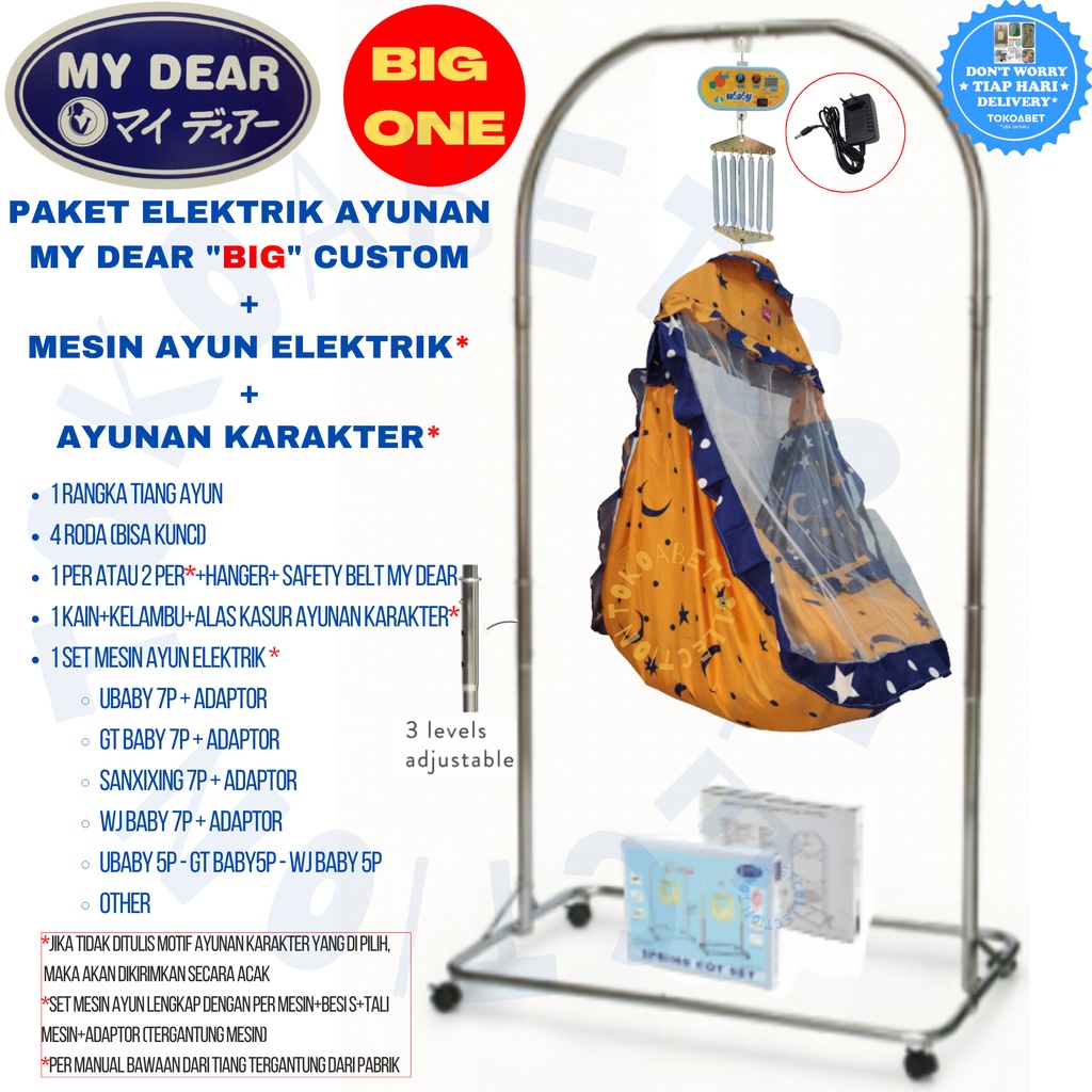 Paket Tiang Ayunan Karakter Elektrik Portable GT BABY WJ BABY Tiang MY DEAR Chrome Stainless BIG ONE SIZE TOKOABET