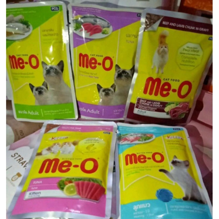 Me-O Pouch 80gr kitten dan adul, wet food all varian