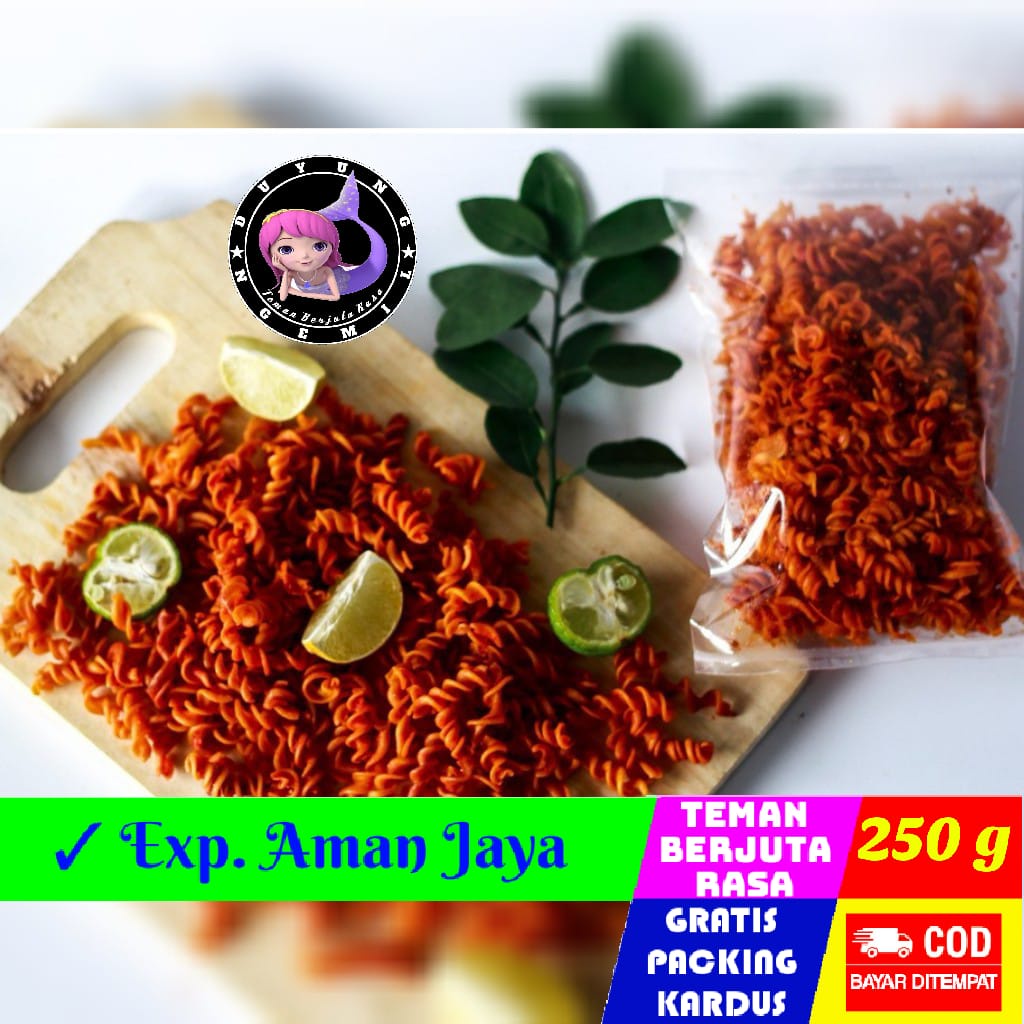 

Makaroni Spiral 250g Pedas Asin Gurih | Duyung Ngemil - makanan ringan Jajanan sehat snack kiloan jajanan jadul camilan termurah cemilan murah