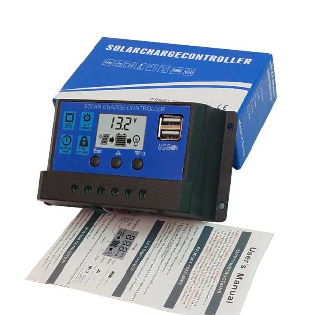 Auto Solar Charger Charge Controller 10A 12V 24V PWM Controllers LCD Dual USB 5V Output Solar Panel