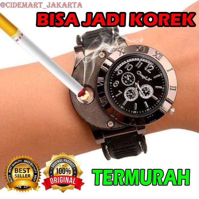 [ORIGINAL] JAM TANGAN KOREK ELEKTRIK THE LIGHTER WATCH PREMIUM WITH SPECIAL BOX