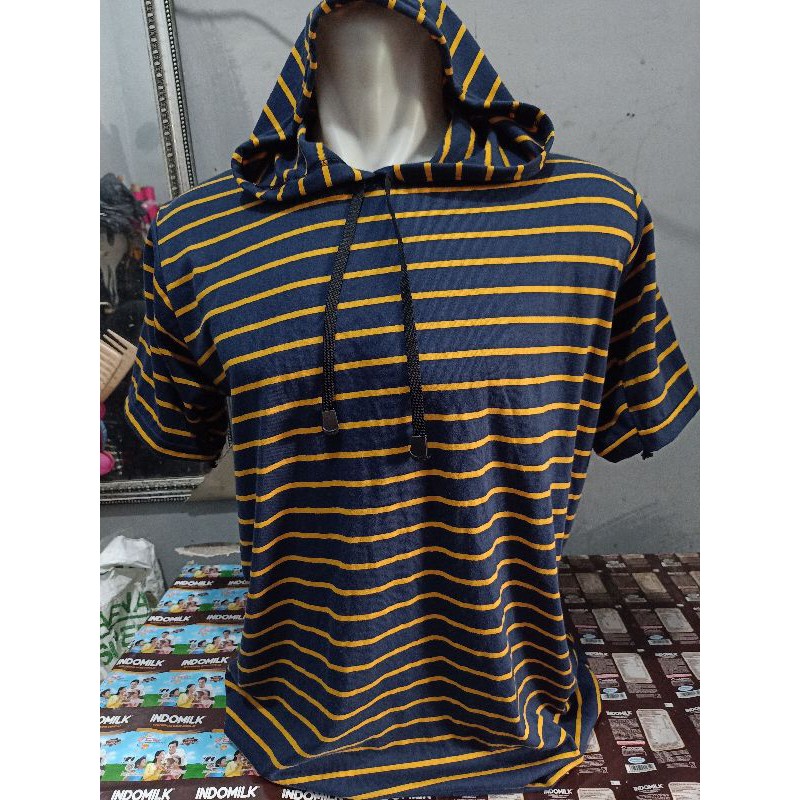 kaos hoodie navy kuning kecil size S-5XL