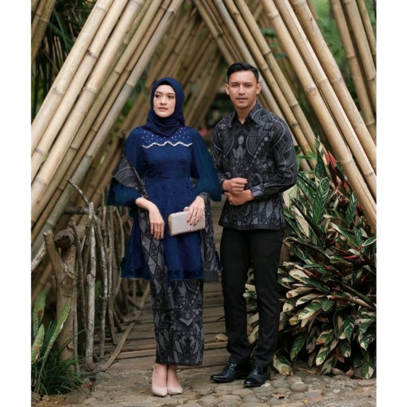 TOP PRODUK || NEW COLECTION || SET BATIK COUPLE AUREL ICE BLUE | SET COUPLE | SET KEBAYA LAMARAN | OUTFIT KEKINIAN BATIK KEBAYA MODERN