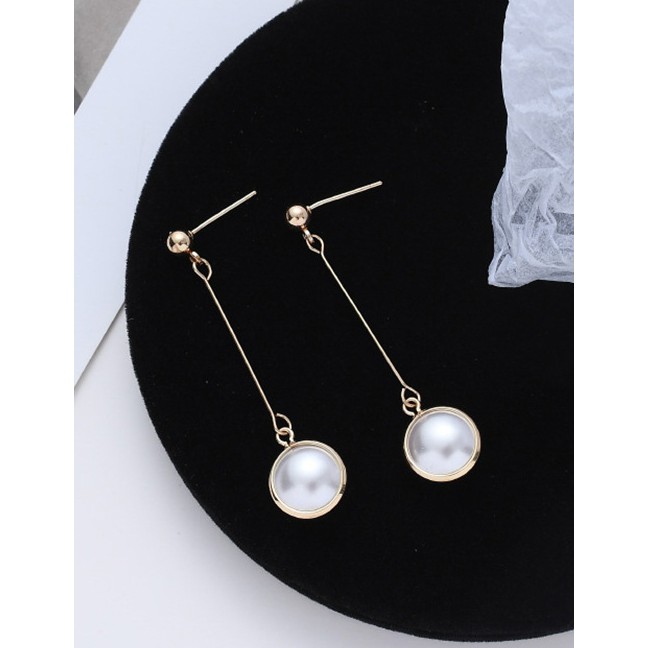 LRC Anting Tusuk Fashion Pearl Water Drop Geometric Alloy Earrings K44528