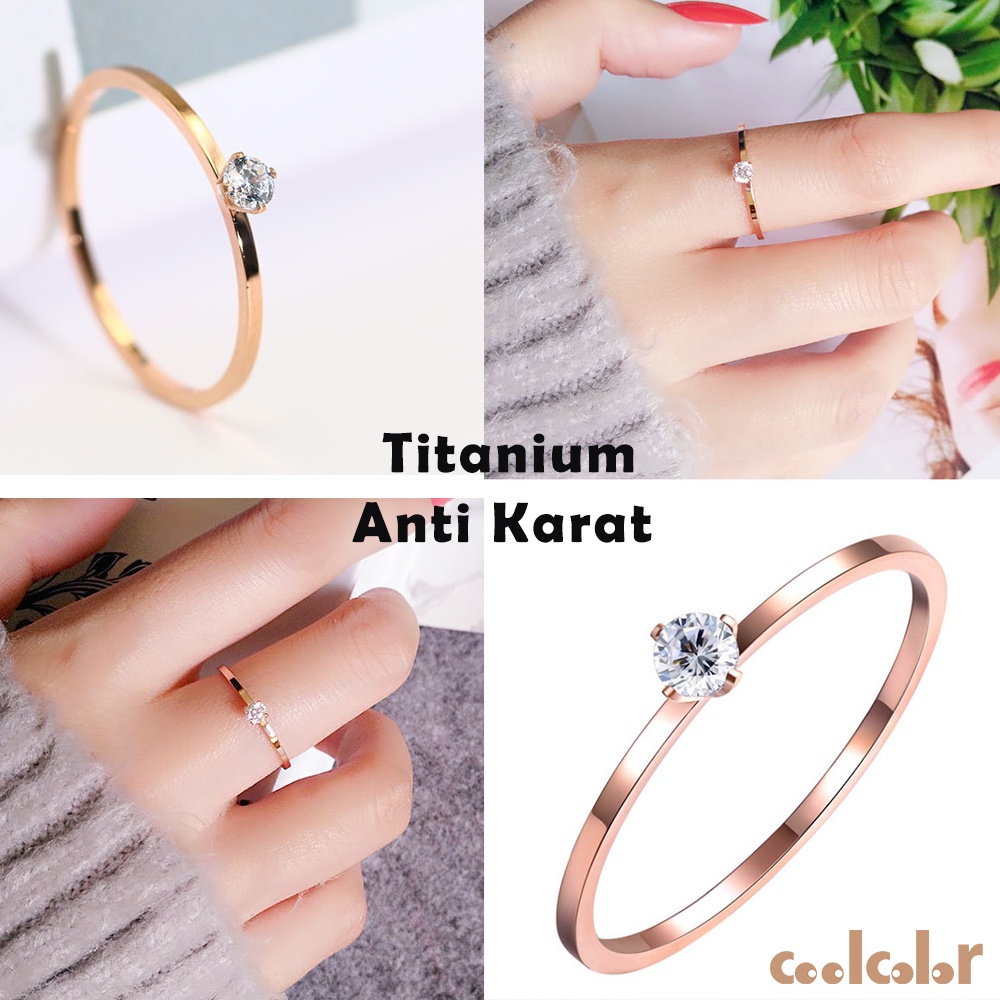 【Ready Stock】cincin titanium wanita korea anti karat asli tidak luntur kekinian Aksesoris Perhiasan Cincin perak emas fashion murah COD