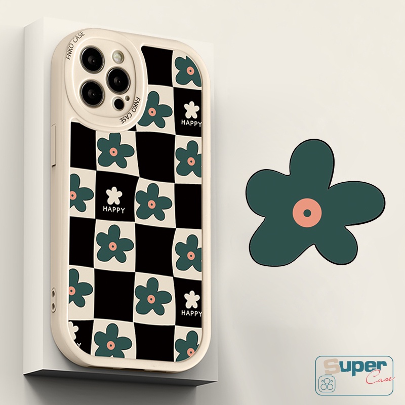 Case Untuk Realme C53 C31 C55 C21Y C35 C12 C30 GT 8i 6i 5 5i 9i 7i 6 8 Pro 10 Pro+6s 7 C25Y C15 C25 C25s C11 C17 C20 C20A C3 C21 Art Retro Bunga Abstrak Kotak-Kotak Soft Case Geometri