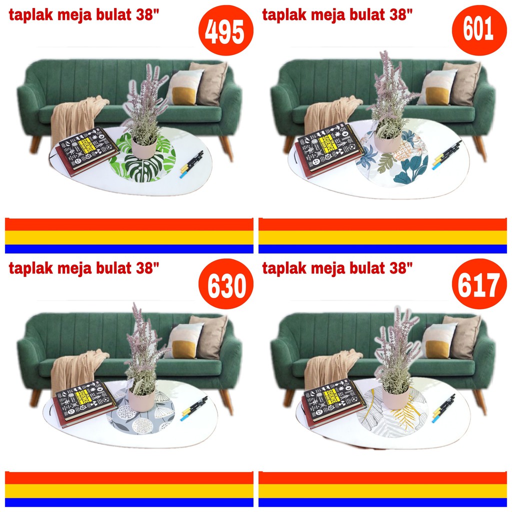 taplak meja atau table runner bulat bolak balik bermotif