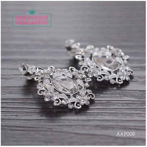 [READY STOCK] AKSESORIS WEDDING ANTING PESTA PERHIASAN PENGANTIN SILVER AAP008