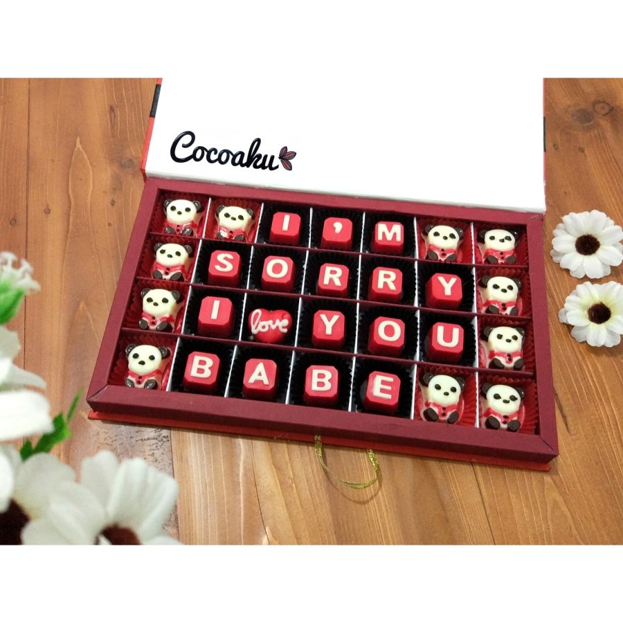 

Coklat ucapan maaf / Cokelat permintaan maaf (hardcase box 28 sekat)