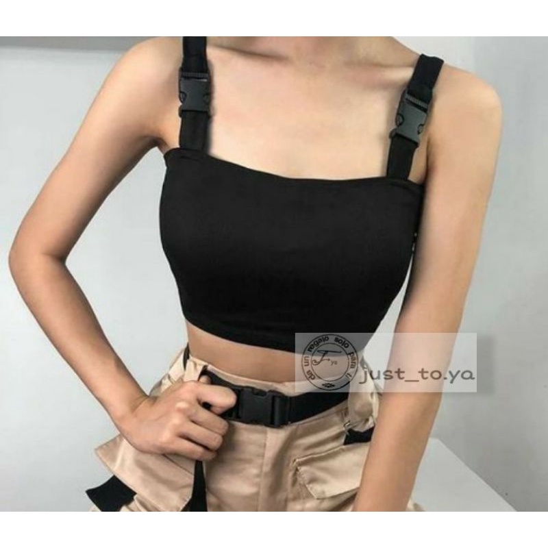 JTY- TANK TOP CROP KEMBEN KOREAN punk harajuku street style kostum dance cover kpop harness