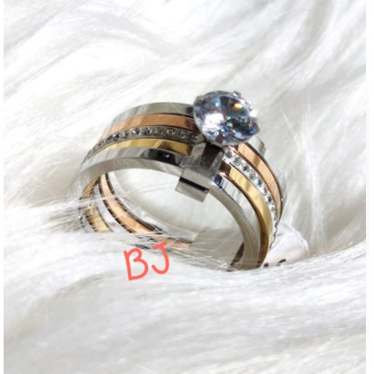 CINCIN MODEL 5 BARIS PERMATA SATU/ CINCIN TITANIUM/ AKSESORIS WANITA KOREA
